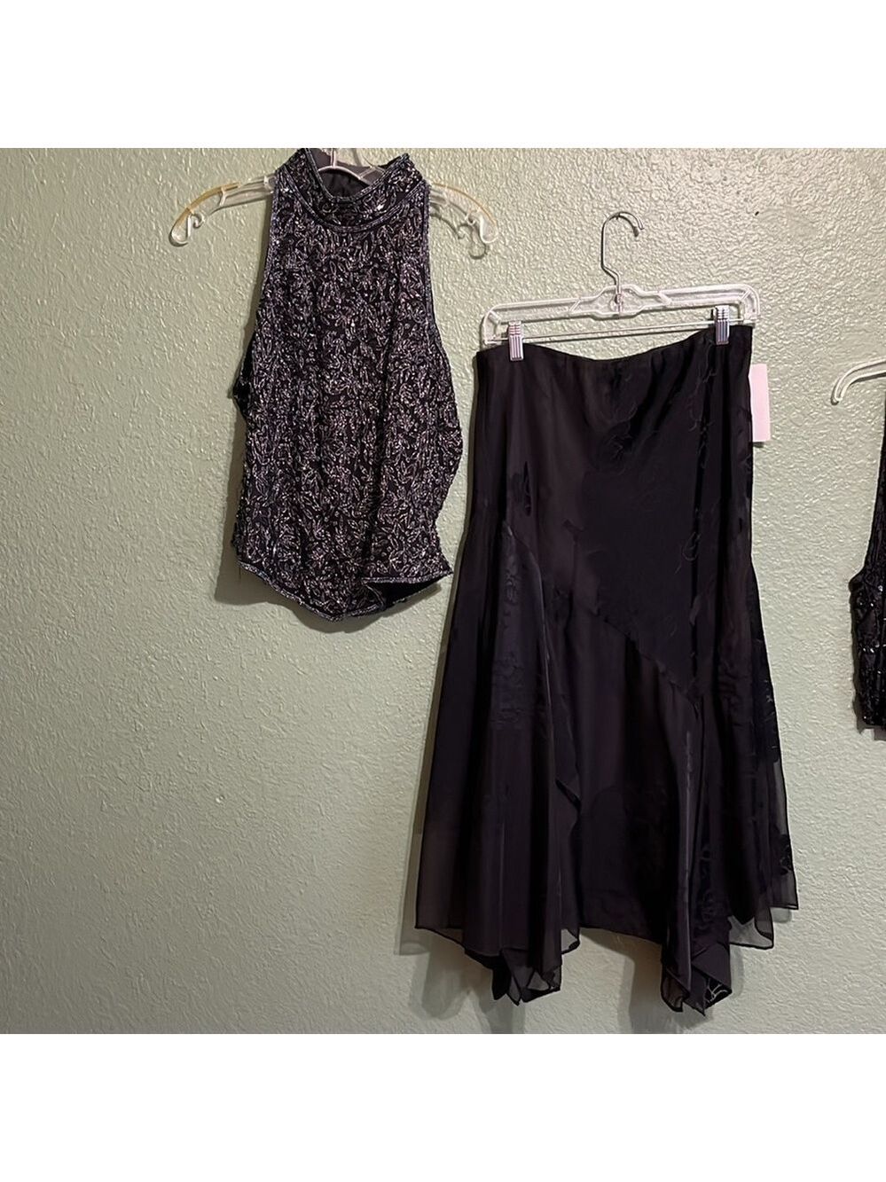 Vintage Elegant Black and Silver Women's Top formal sleeveless evening wear - Picture 11 of 12